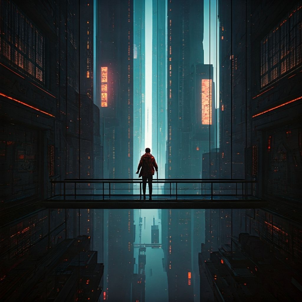 Futuristic City in the Sky with Neon Lights