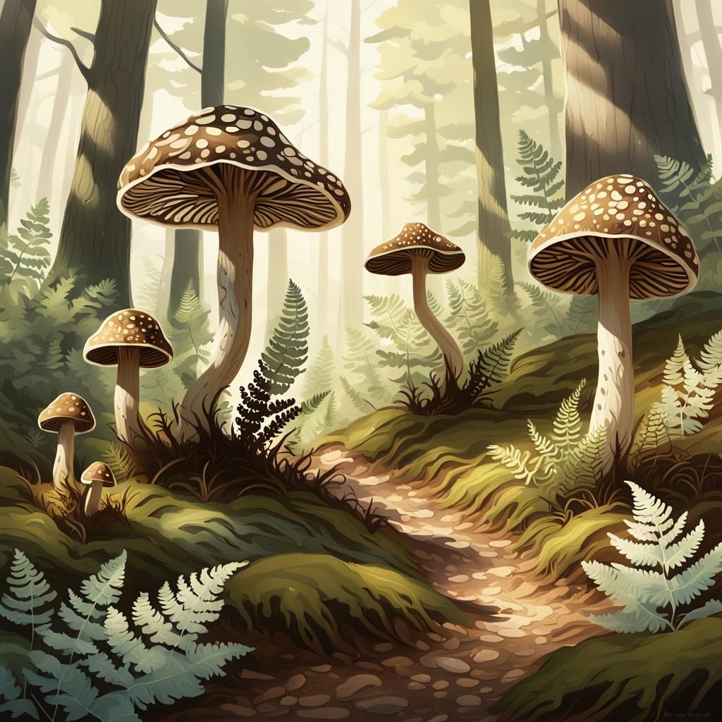 Enchanting Morel Mushrooms in Whimsical Forest