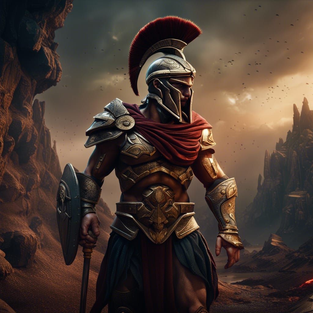 Detailed Spartan Matte Painting in Deep Color