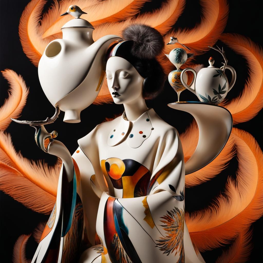 Surreal Tea Set in Dada Art Style