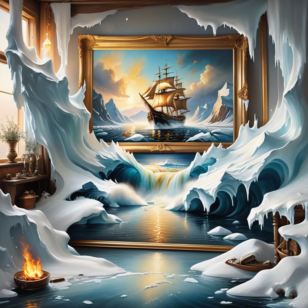 Surreal Seascape Painting Breaking the Fourth Wall