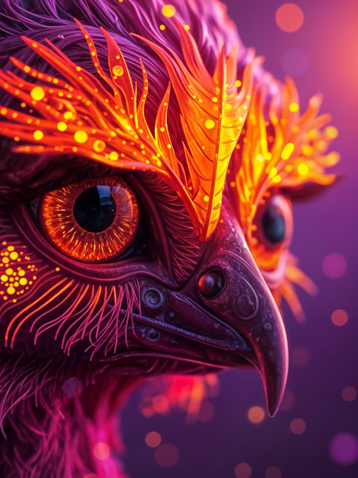 Glowing Eyes in Futuristic Landscape