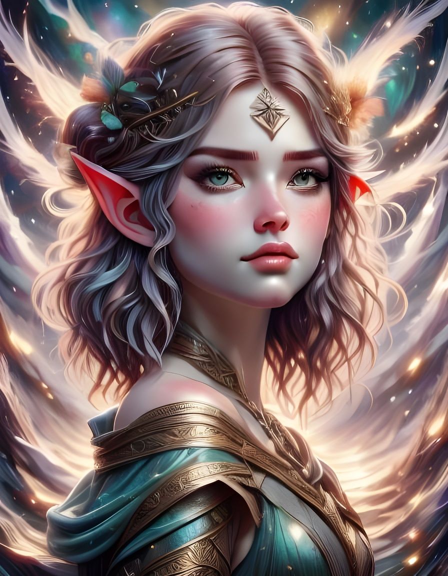 Beautiful Elf Portrait in Watercolour Style