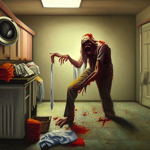 Zombie Laundry Day: An Oil Painting