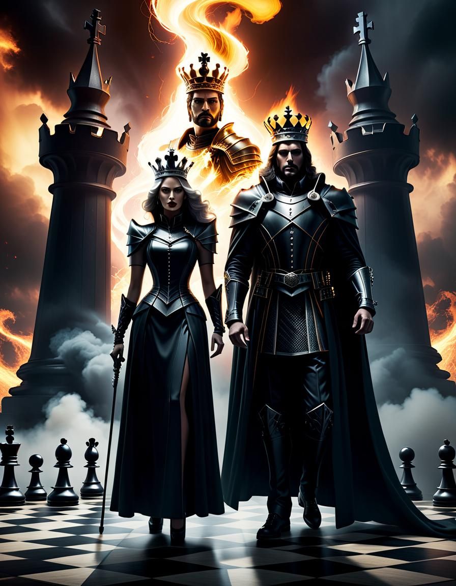 Dark Chess King and Queen in Dystopian Setting