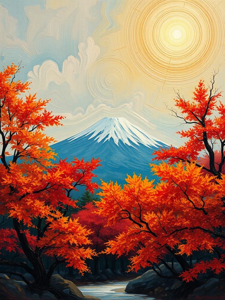 Majestic Fuji in Vibrant Autumn Landscape