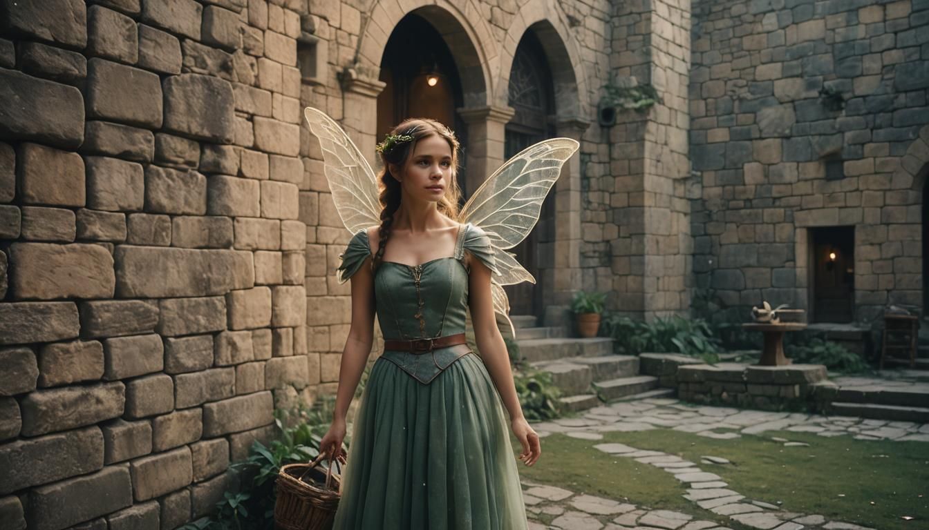 Cute Fairy Cinematic Film Still with Film Grain