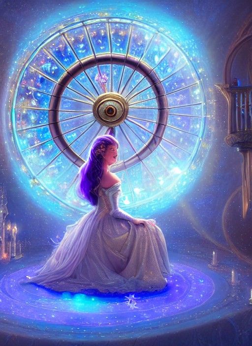 Ornate Crystal Spinning Wheel in Art Nouveau Style