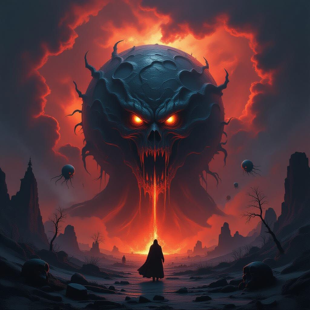 Monster Planet in Hell Nebula: A Gothic Vision