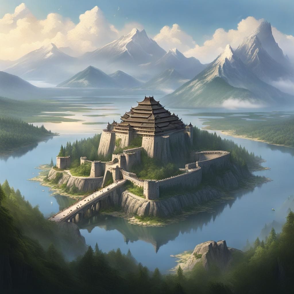 Majestic Mountain Fortress Overlooking Great Lake