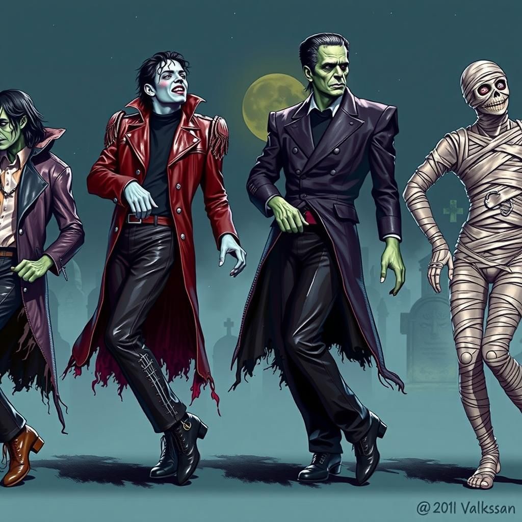Thriller Dance with Dracula, Frankenstein, Mummy