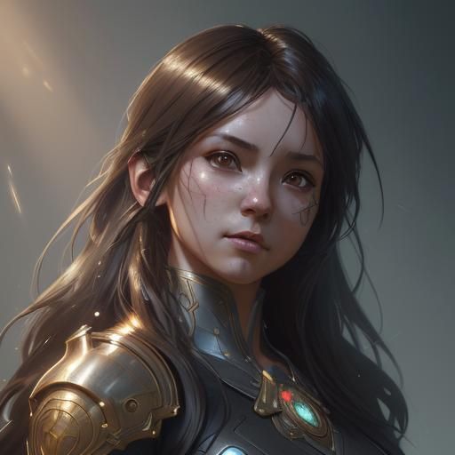 Detailed Chibi Portrait in Art Nouveau Style