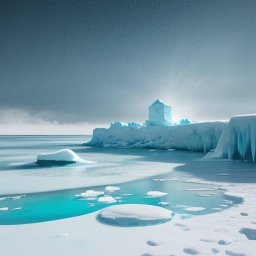 Snow-Covered Maldives Beach in Winter Photography