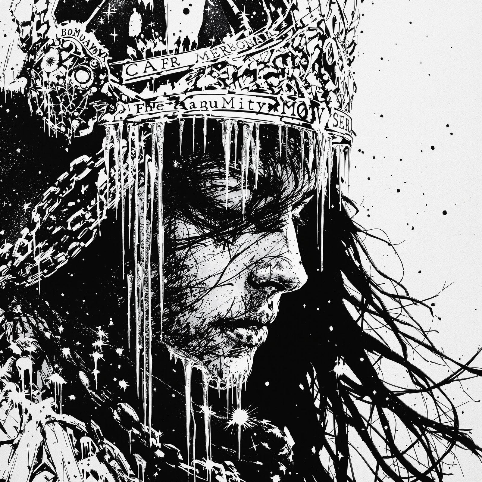 Frozen Warrior's Intense Visage