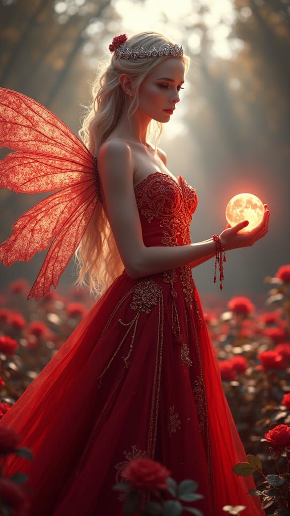 Ethereal Elven Queen in Enchanted Rose Garden