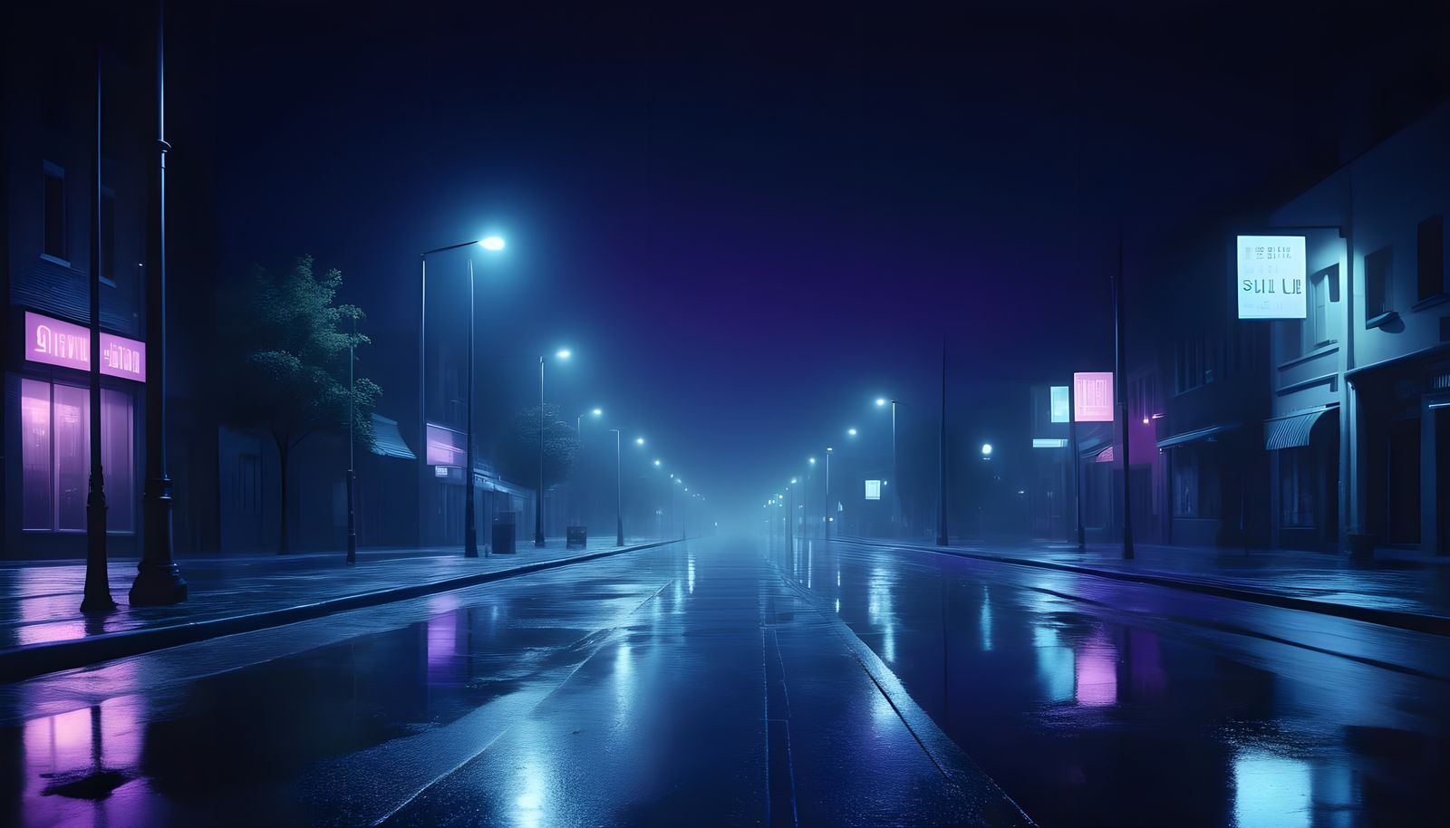 Mysterious Night Street with VERO Text Overlay