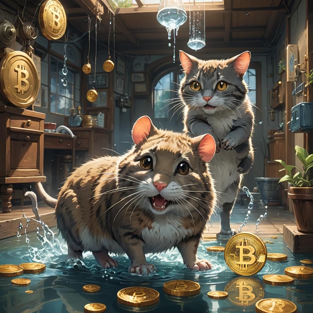 Bitcoin Brokerage: Mouse and Cat in Anime Style