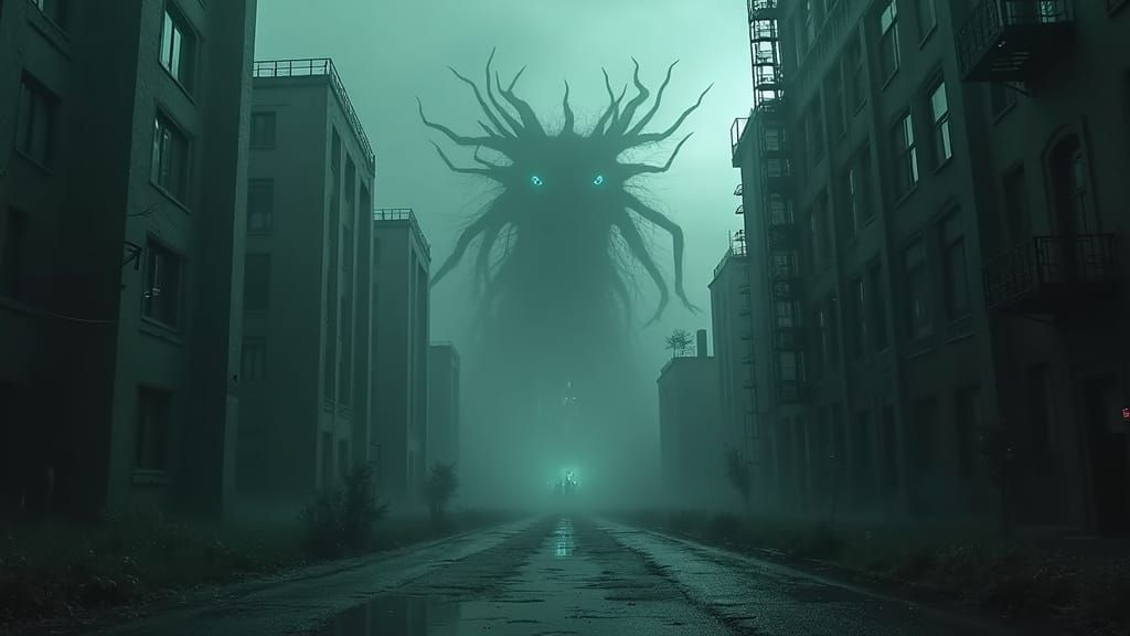 Lovecraftian Cityscape: A Dark and Sinister Horror