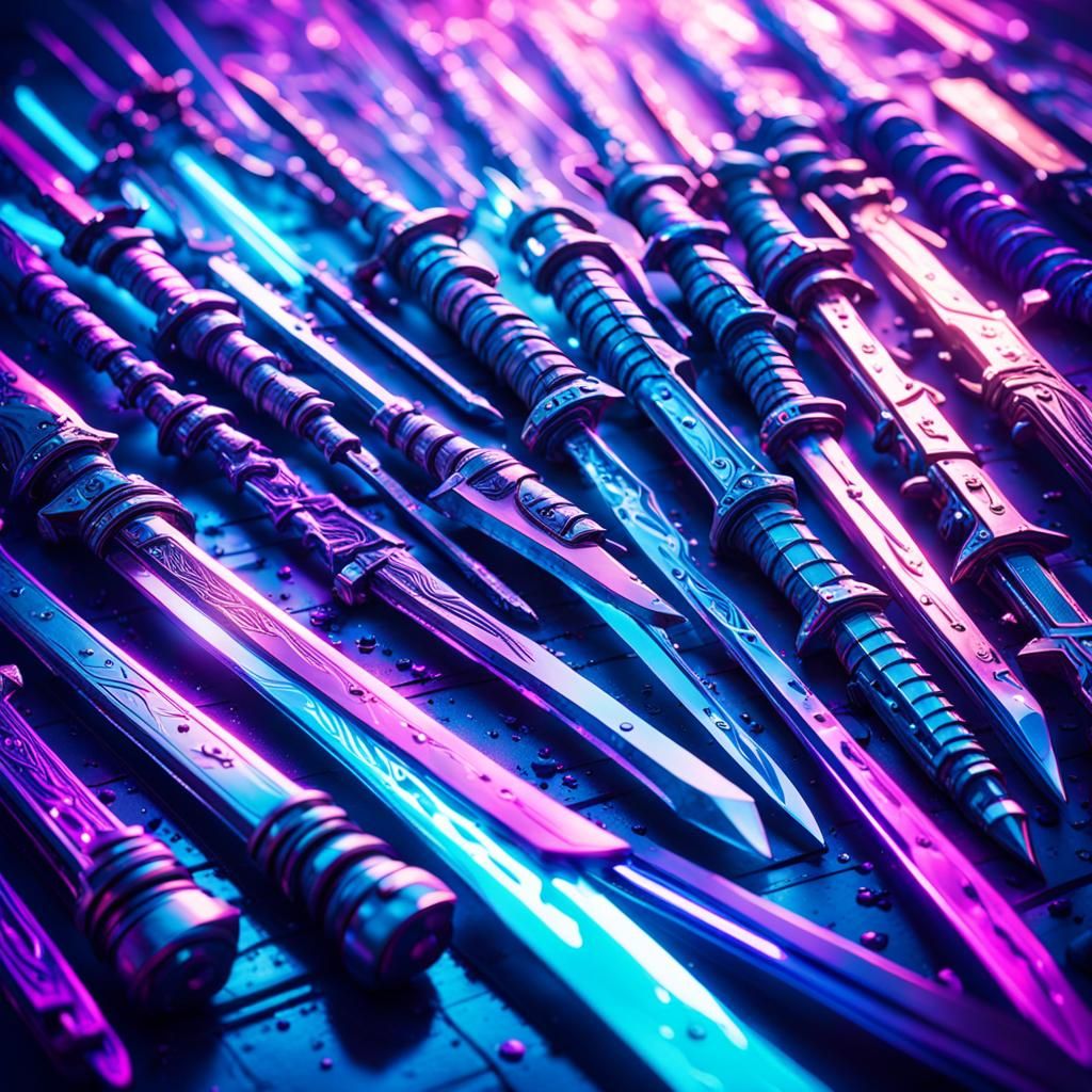 Neon Fantasy with Celtic Swords in Cyberpunk 2099