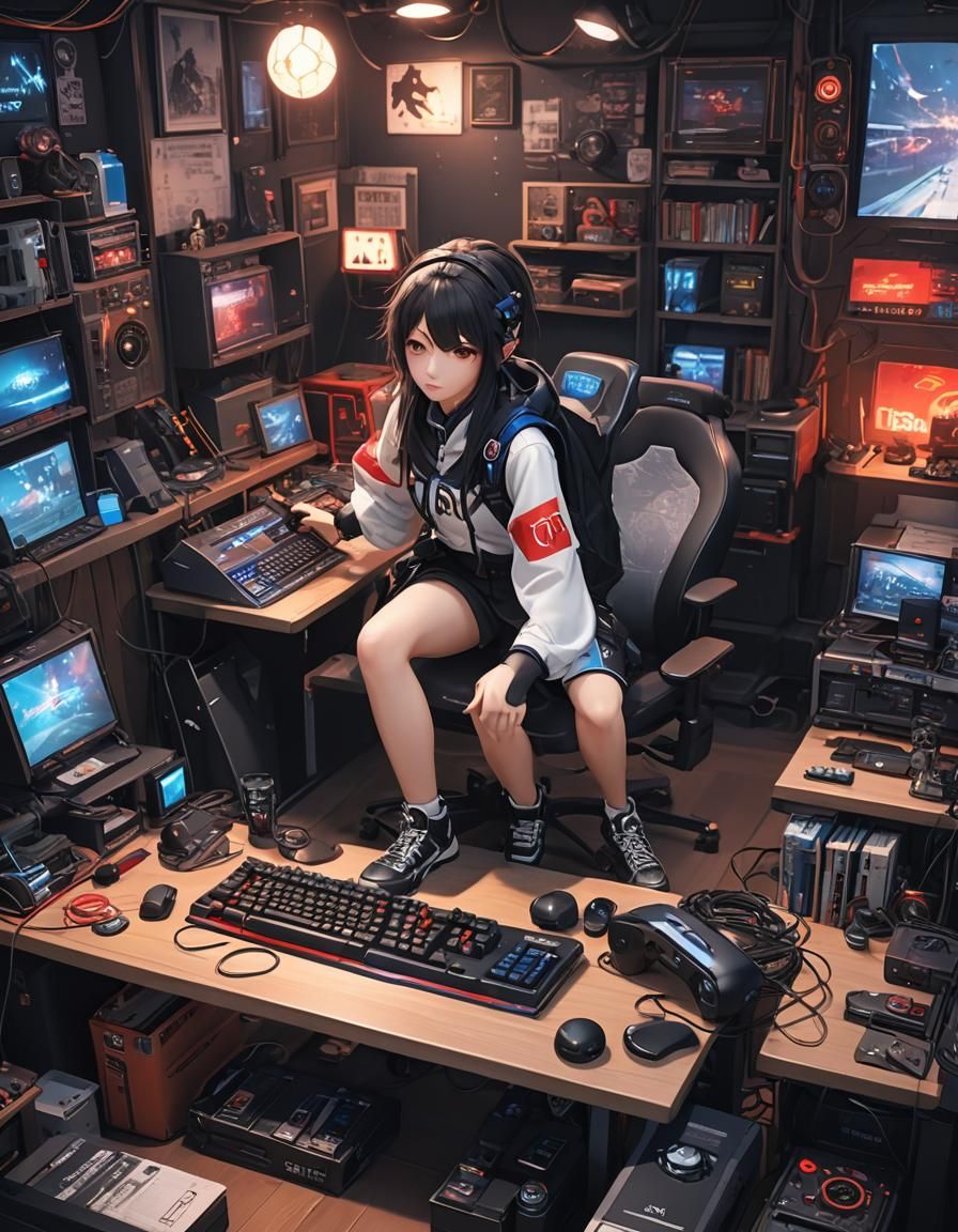 Detailed 3D Anime Gamer Zone Concept Art