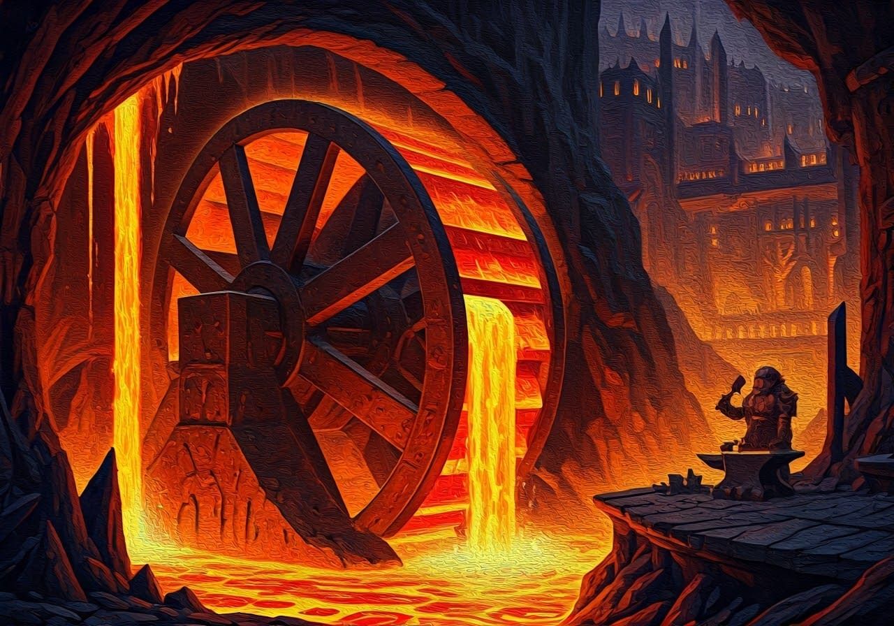 Dwarven Forge in Magma Lit Fantasy World