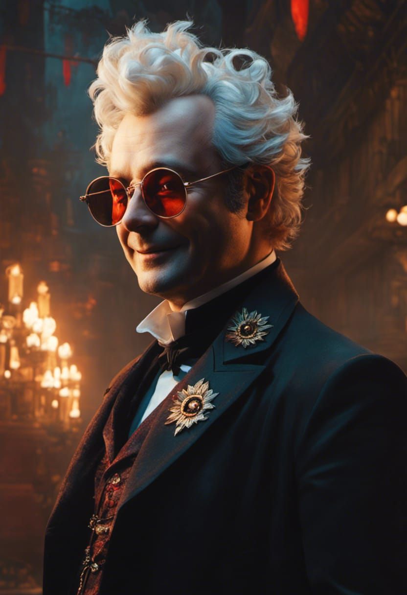 Aziraphale as a Grunge Demon Portrait