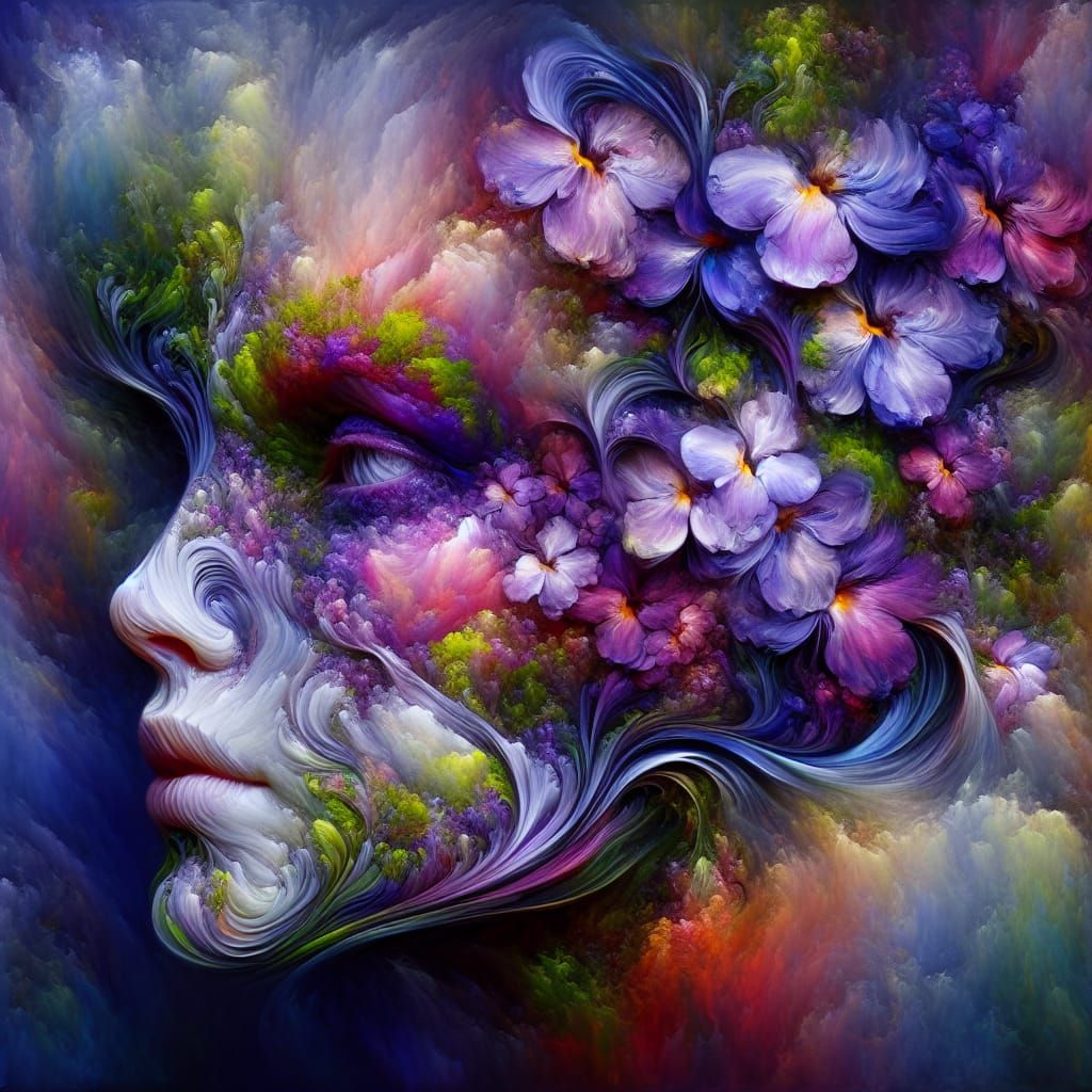 Violet Humanoids in a Surreal Romantic Style