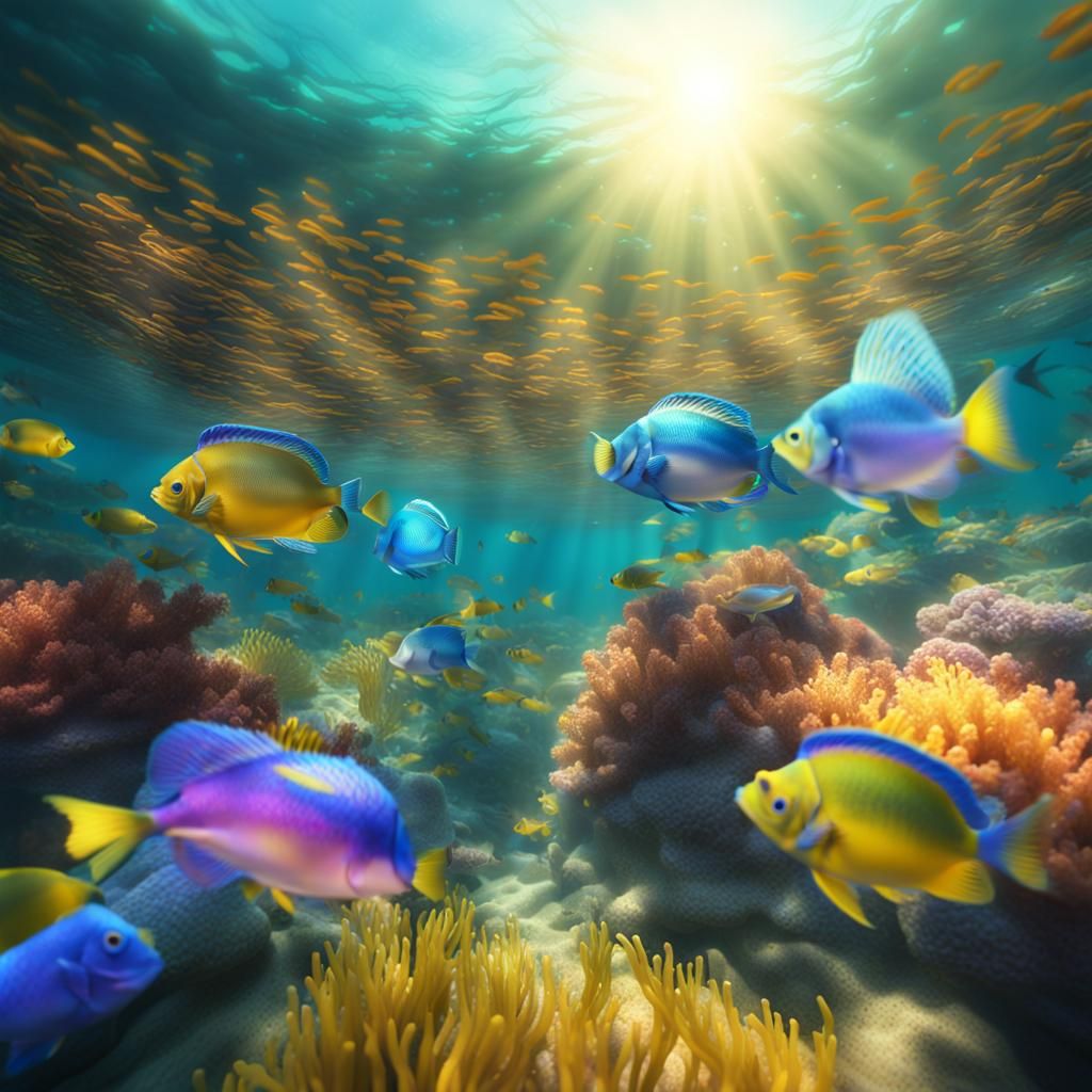 Hyperrealistic Digital Artwork: Vibrant Oceanic Scene with S...