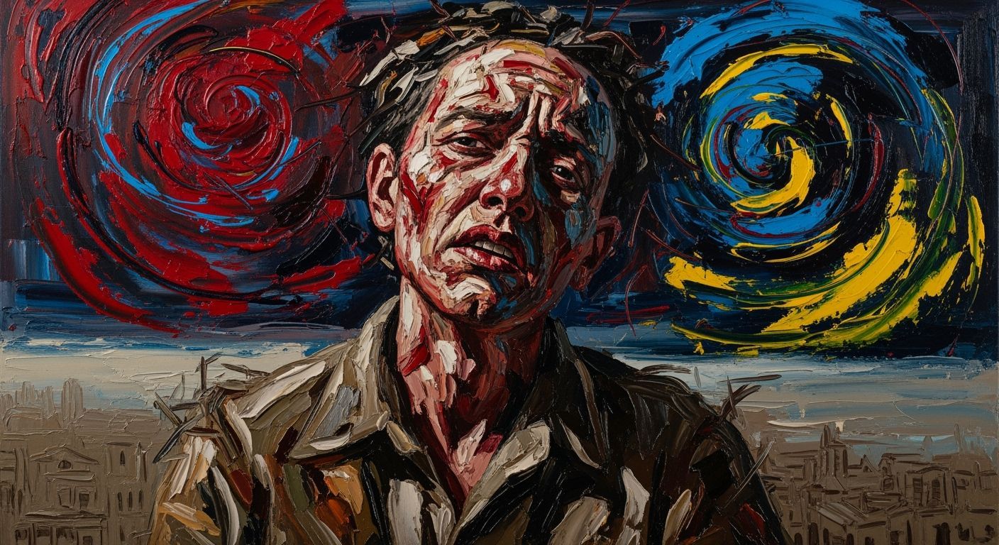 Expressionist Portrait of Anguish in Impasto Style