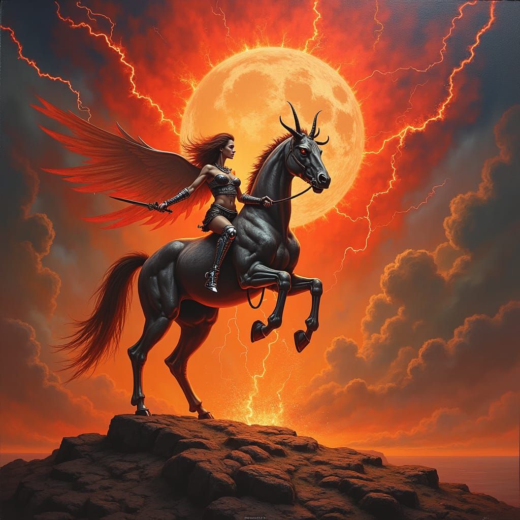 Cyborg Demon Centaur in Retro Sci-Fi Hellscape