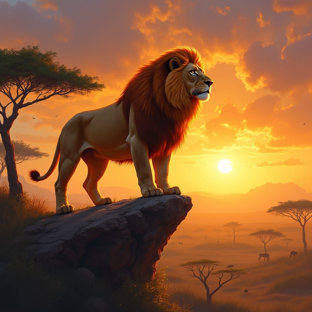 Lion of the Golden Savannah