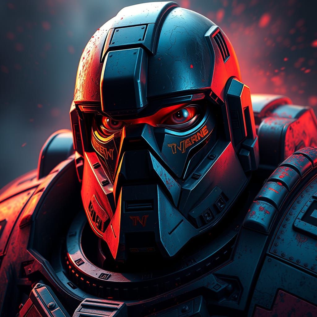 Cyberpunk Space Marine in Triadic Colors