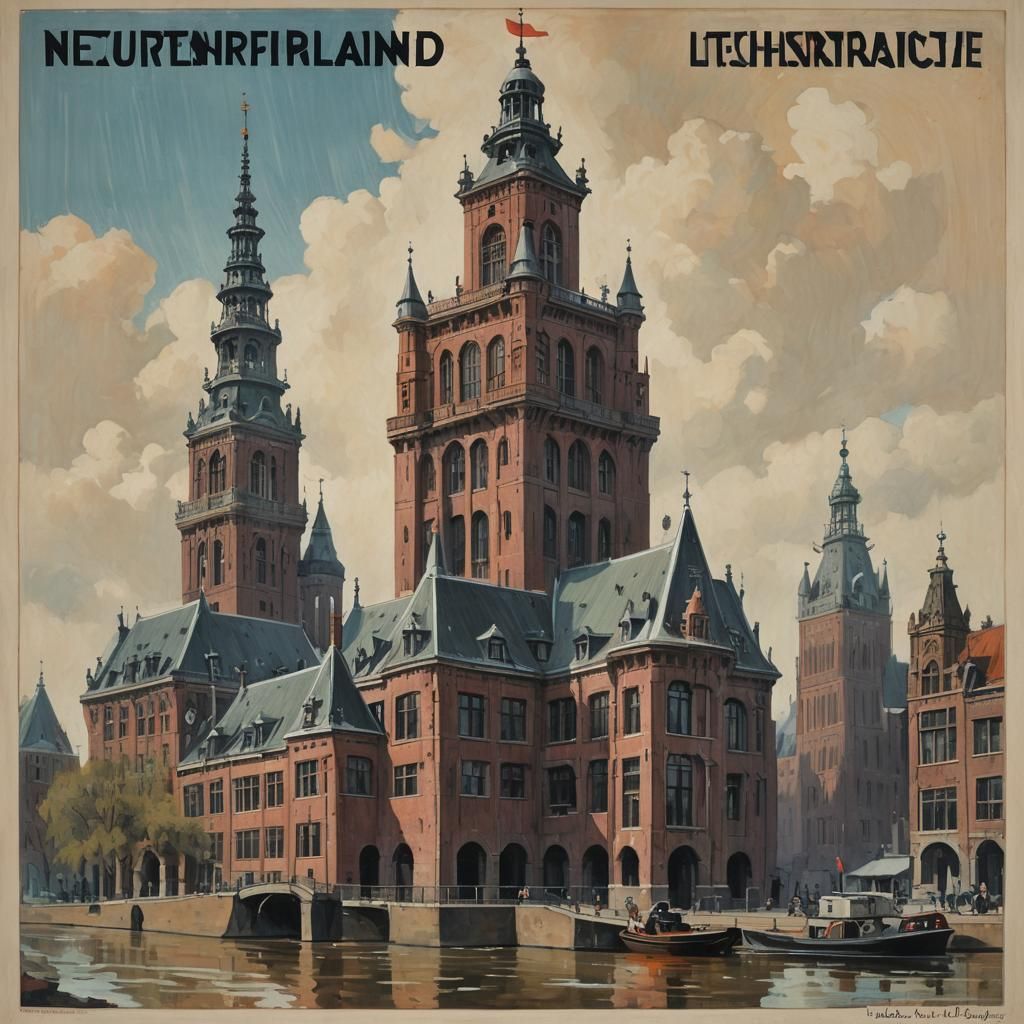 1920s Dutch Landmarks Propaganda Poster