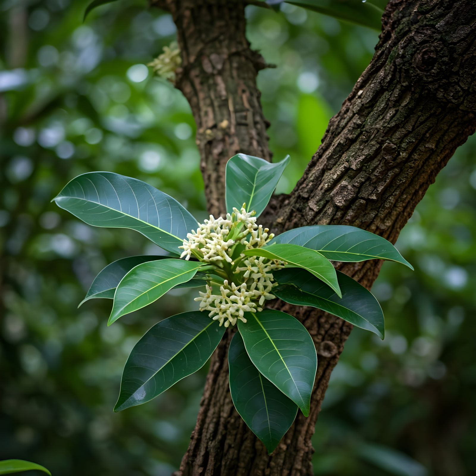Agarwood Tree Close-Up: Leaves, Fruit, Flowers, Branches