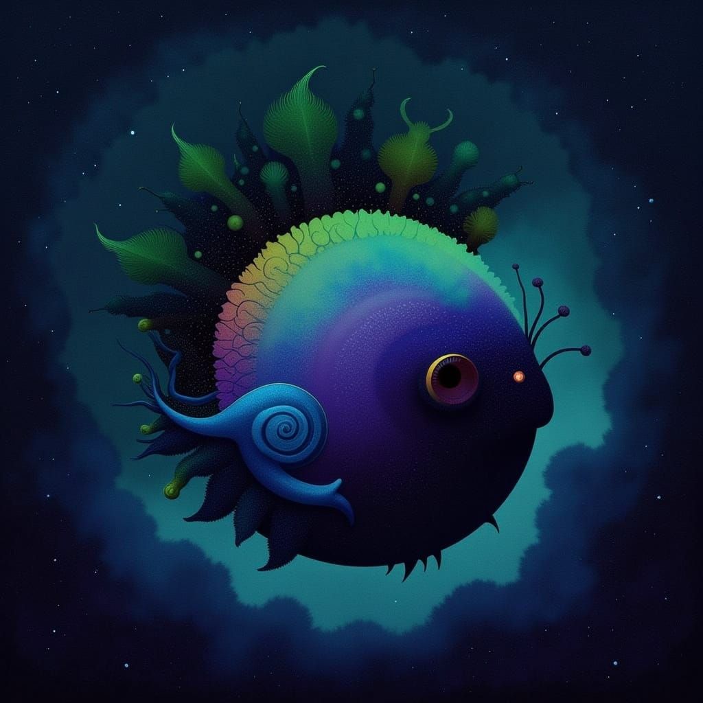 Iridescent Deep Sea Critter in Digital Art Style