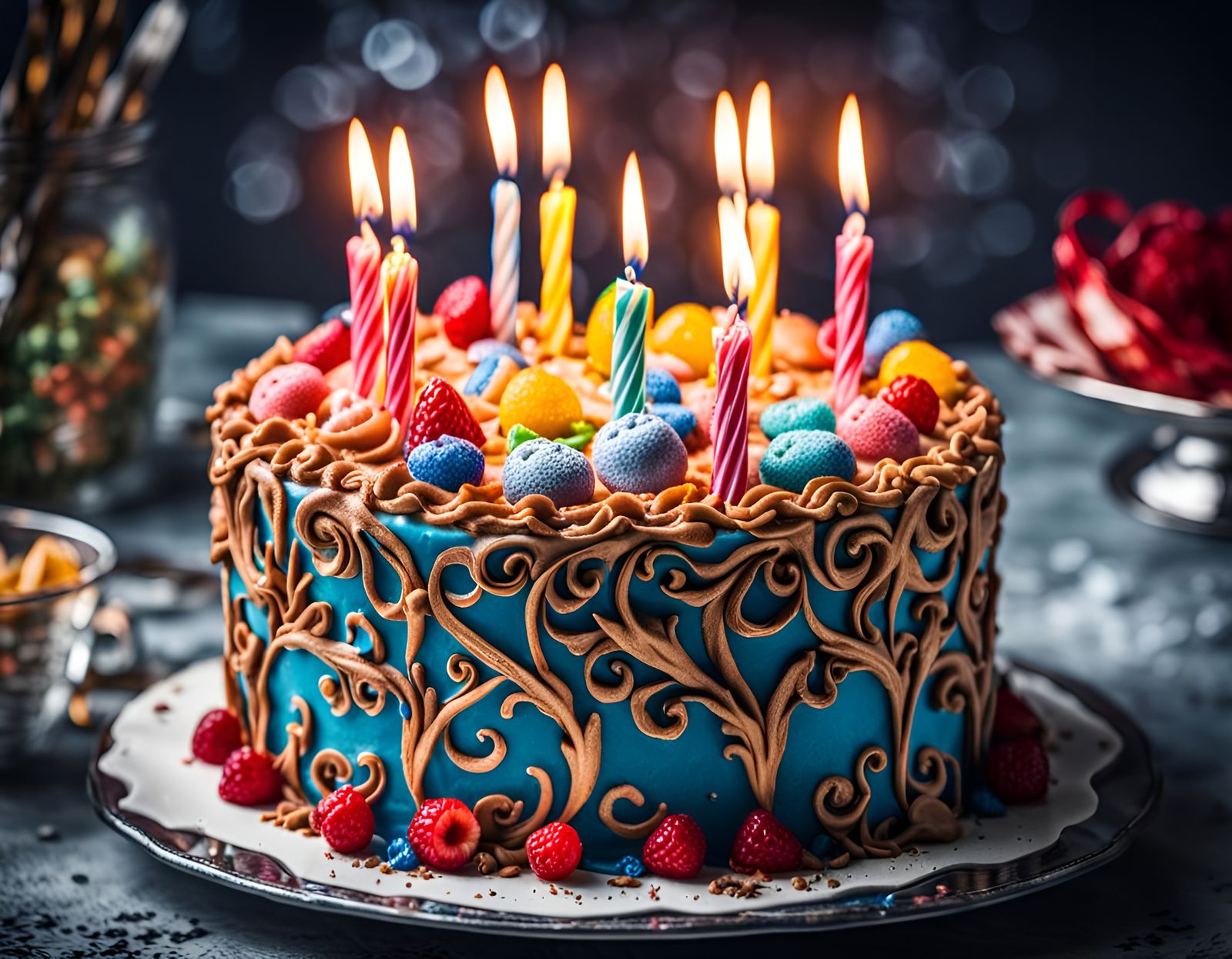 Hyperrealistic Birthday Cake with Intricate Details