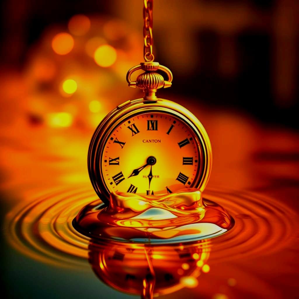 Golden Time River in Surrealist Style