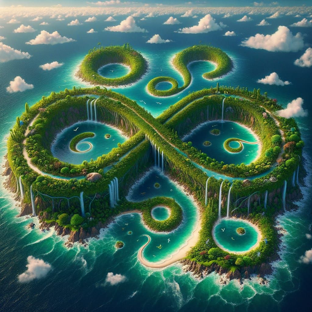 Surreal Infinity Island in Tropical Paradise