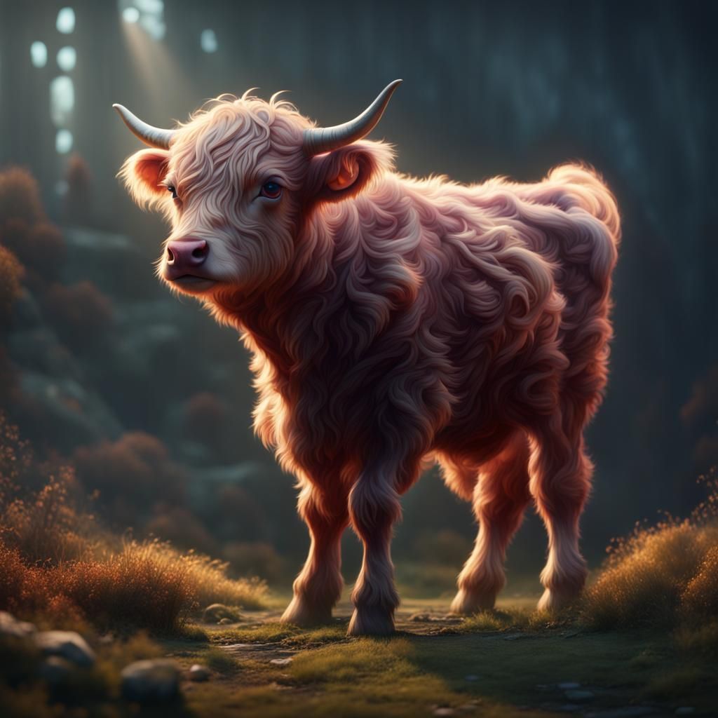 Detailed Fluffy Calf Fantasy Concept Art