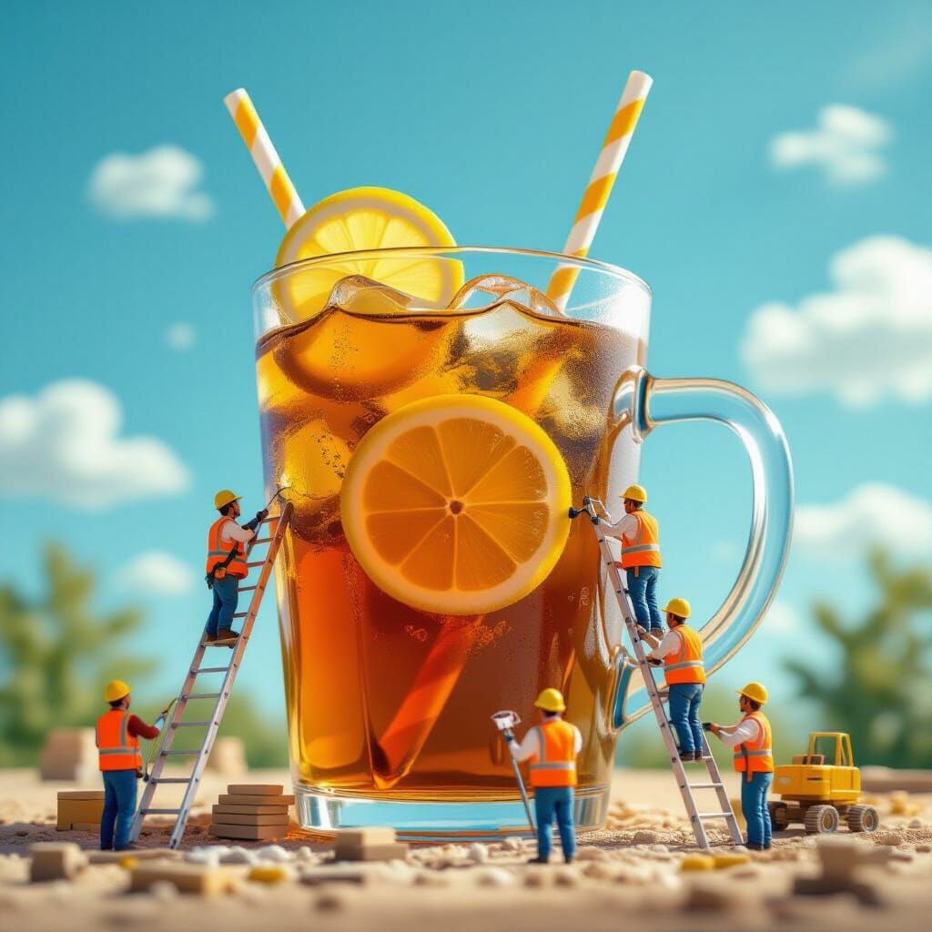 Iced Tea Construction Crew: Giant Drink, Tiny Workers