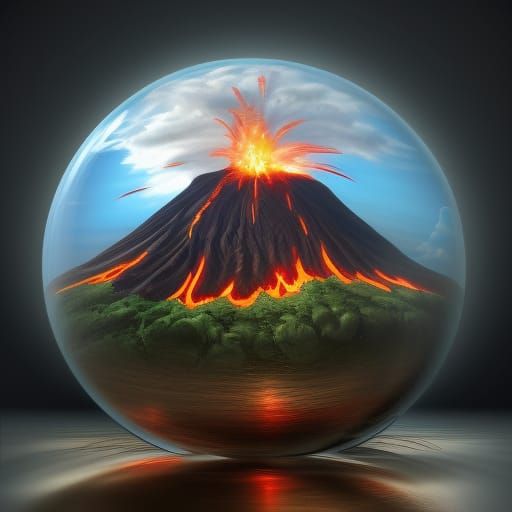 Hawaiian Volcano in Orb: Photorealistic Concept Art