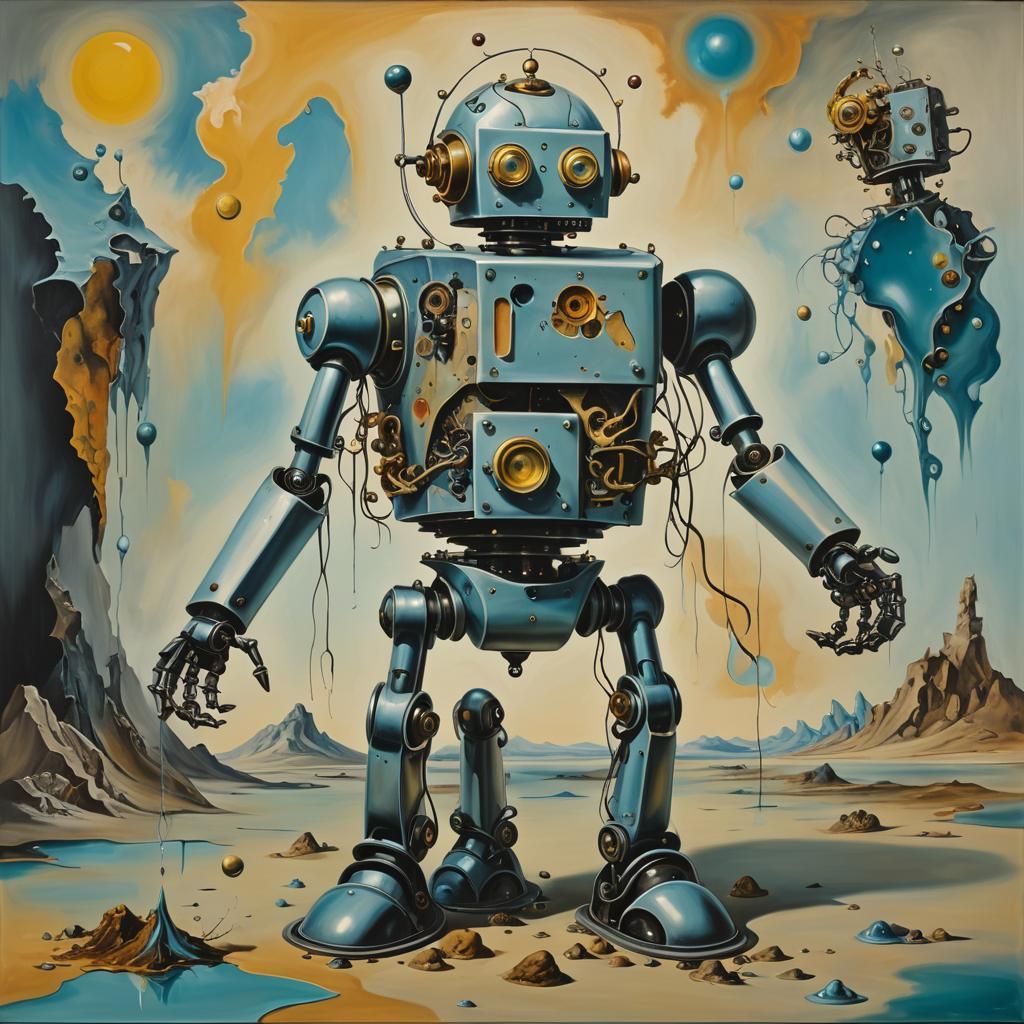Surreal Robot Preschool in Salvador Dali Style