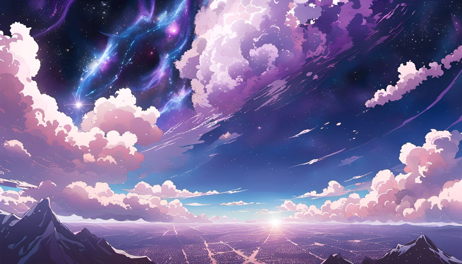 Dreamy Fractal Clouds in Cosmic Anime Style