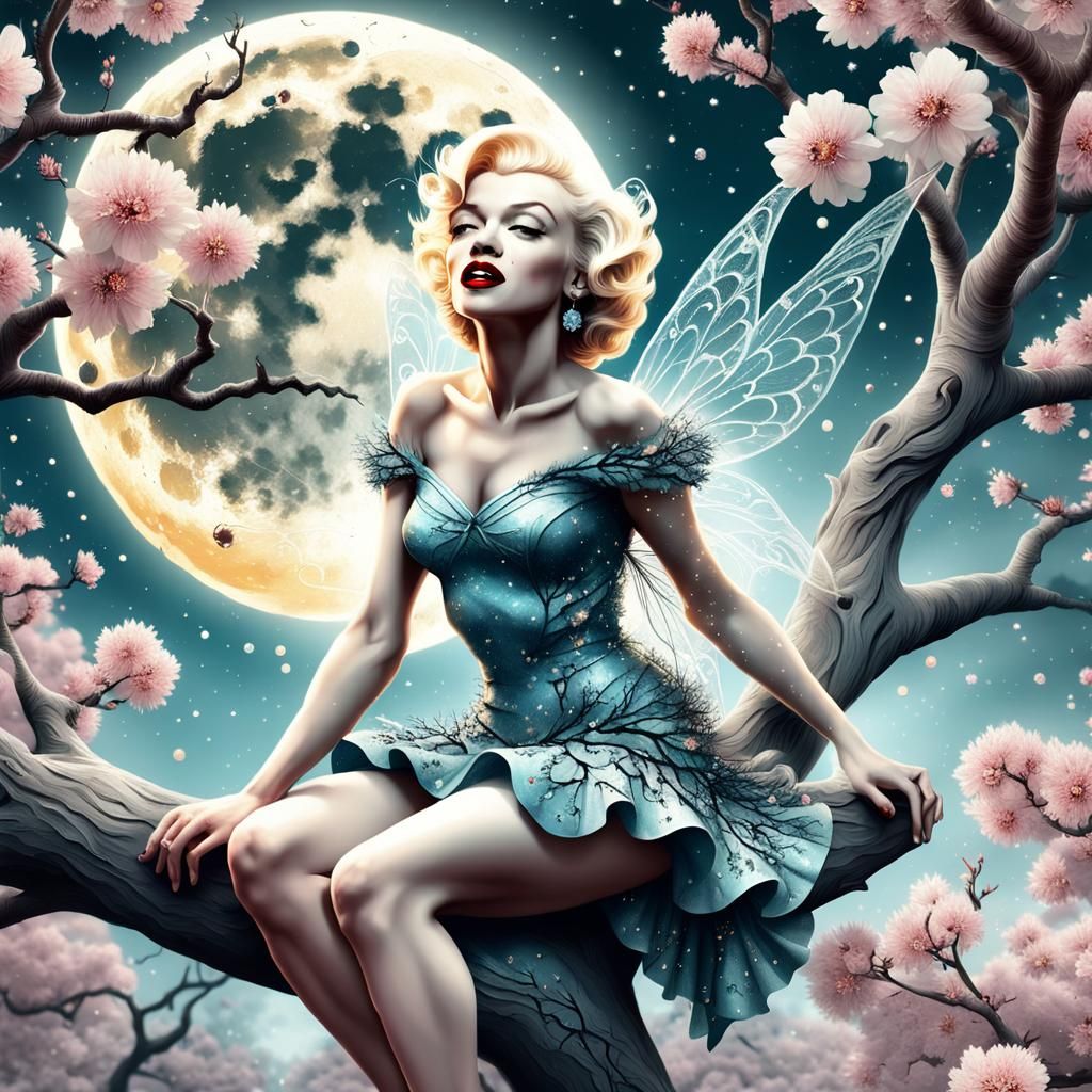 Marilyn Monroe as Fairy in Blossom Tree
