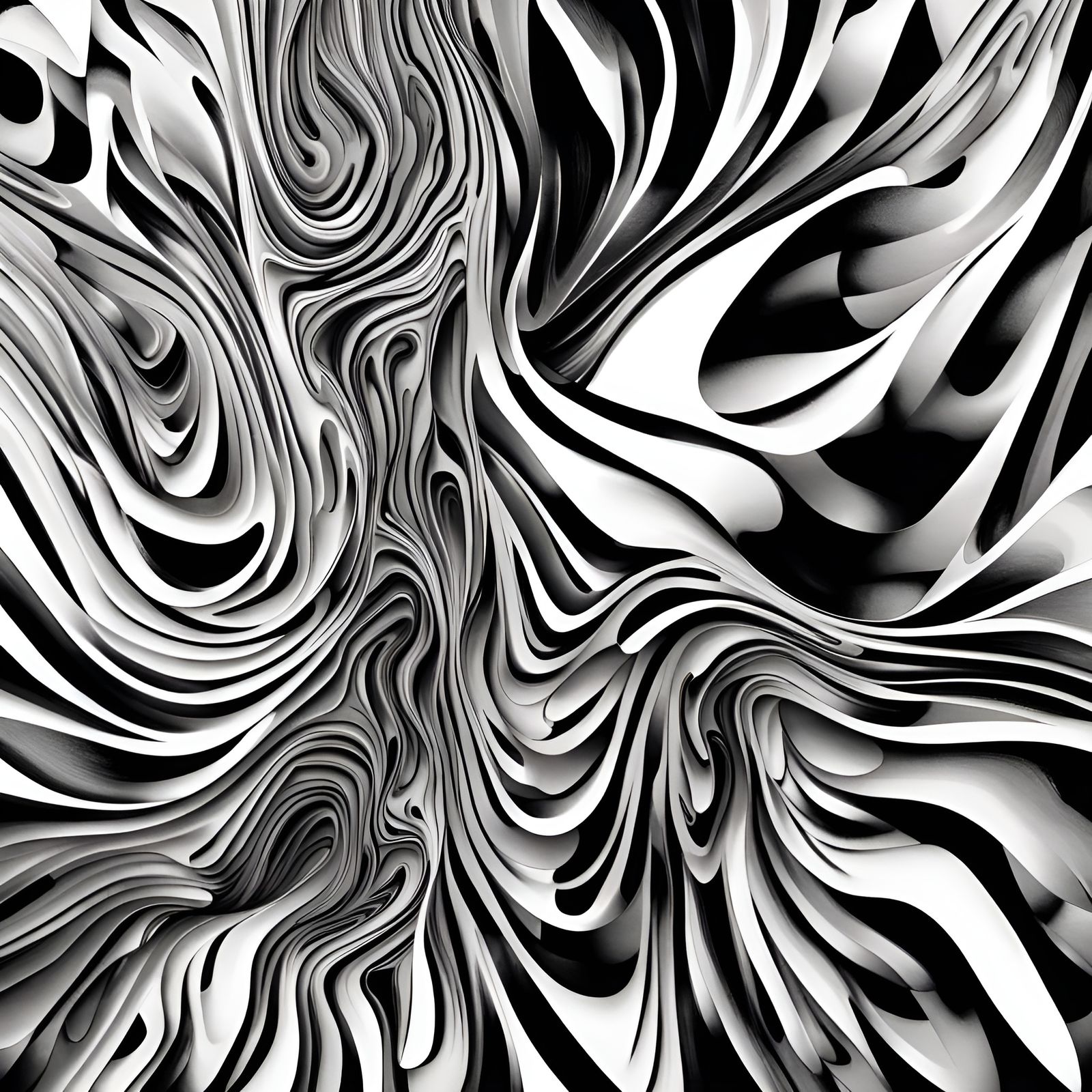 Abstract Sorrow: Black and White Curvilinear Art