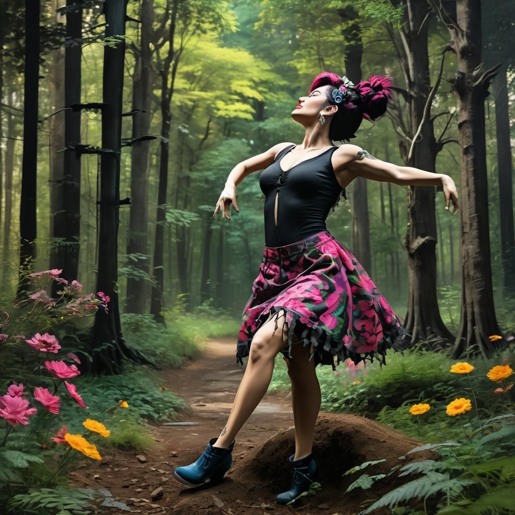 Lady Dancing in Boot, Graffiti Art Style