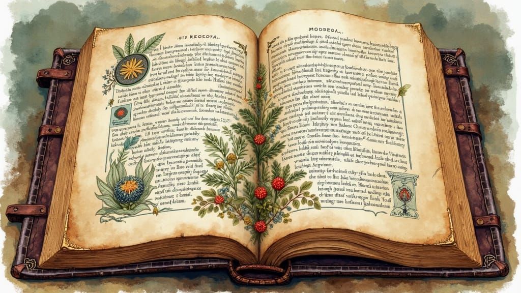 Vintage Illustrated Book Page in Whimsical Watercolour and I...