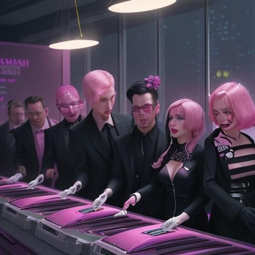 Funeral Party Over Mainframe in Pink and Magenta