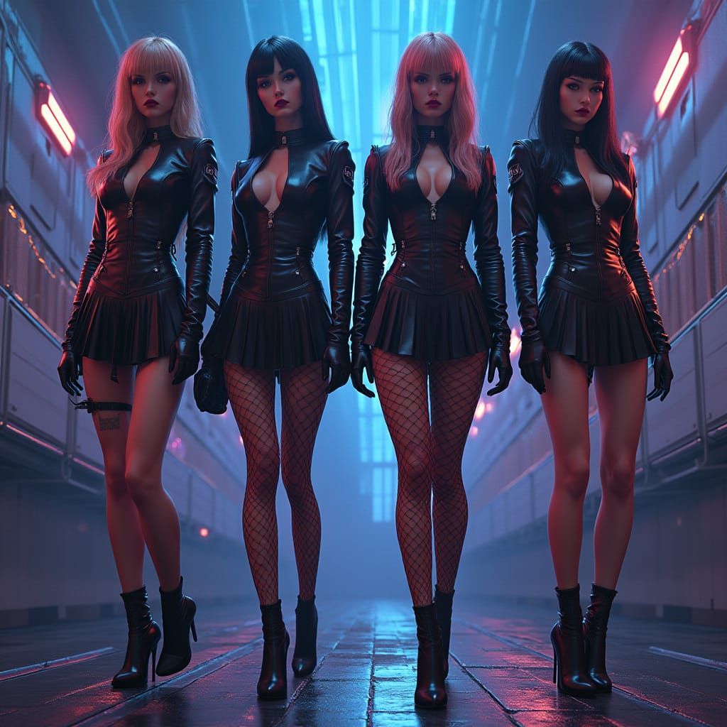 Tough Female Prison Guards in High-Shine Leather Attire