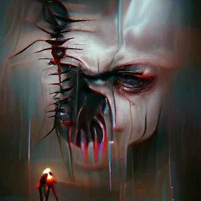 Sinister Painful Image in Dark Fantasy Style